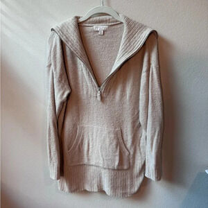 Barefoot Dreams CozyChic Lite Half-Zip Pullover - oatmeal, M